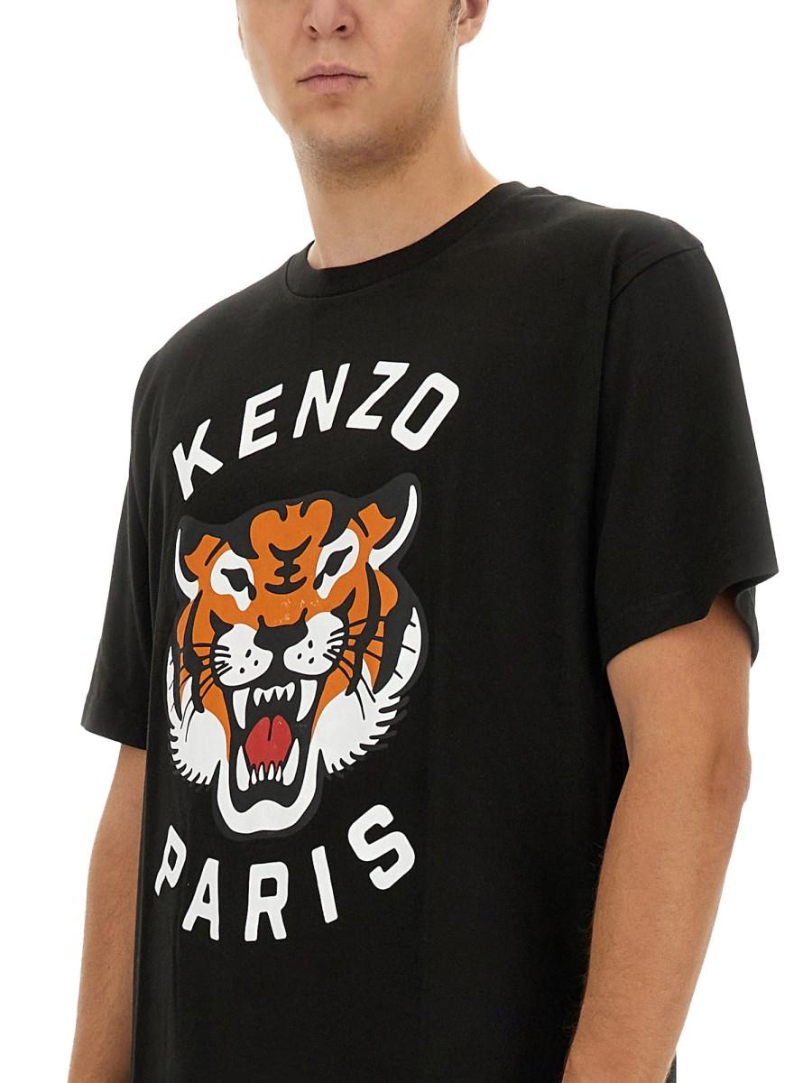 KENZO T-SHIRT IN JERSEY DI COTONE CON LOGO TIGER