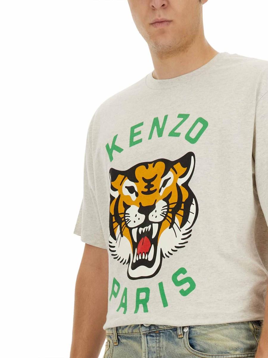 KENZO T-SHIRT IN JERSEY DI COTONE CON LOGO TIGER