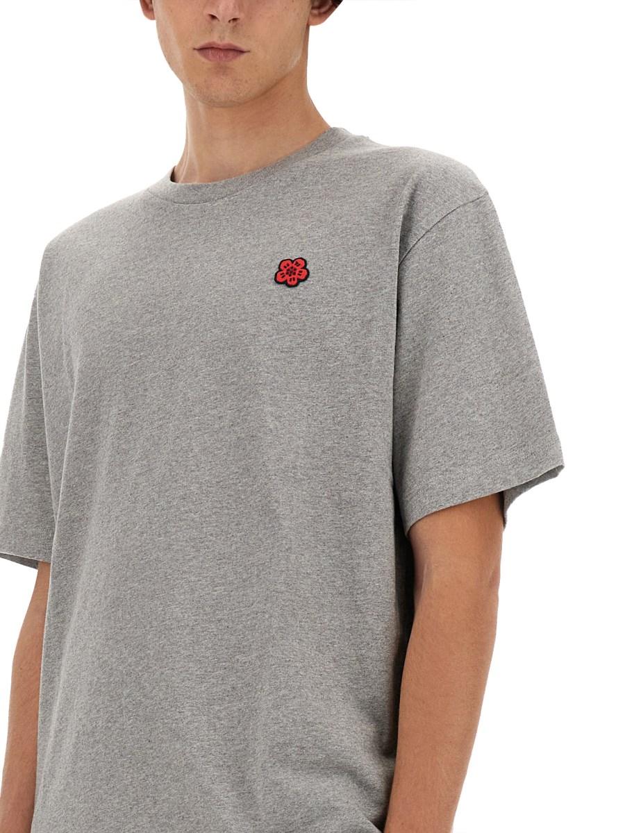 KENZO T-SHIRT IN JERSEY DI COTONE CON PATCH LOGO