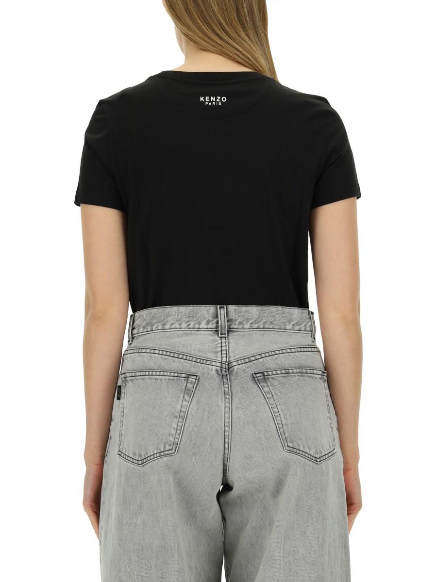 KENZO T-SHIRT IN JERSEY DI COTONE CON PATCH LOGO