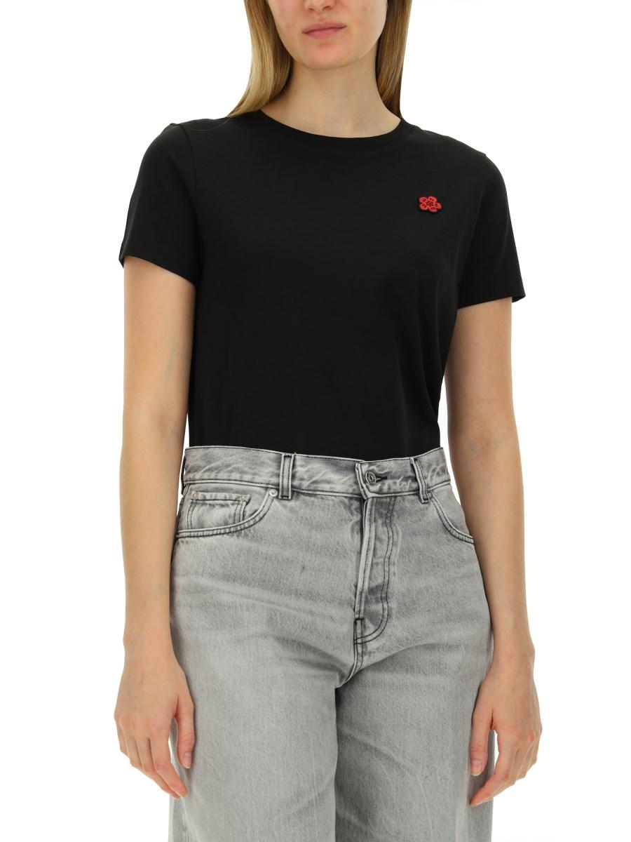 KENZO T-SHIRT IN JERSEY DI COTONE CON PATCH LOGO