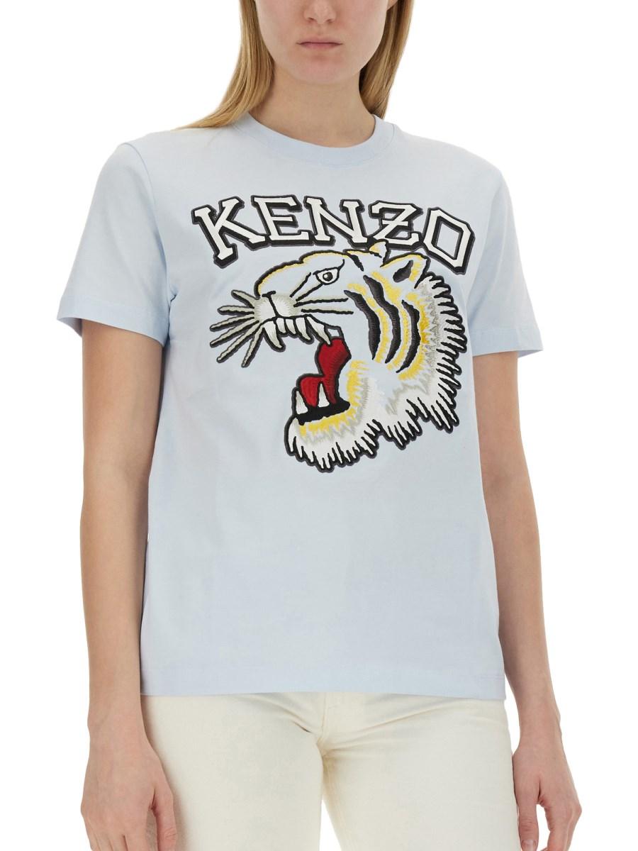 KENZO T-SHIRT IN JERSEY DI COTONE CON RICAMO TIGER