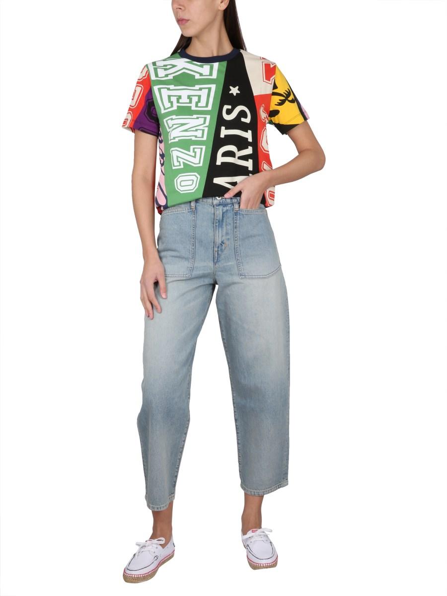 KENZO T-SHIRT IN JERSEY DI COTONE CON STAMPA LOGO
