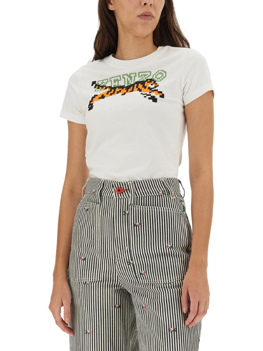 KENZO T-SHIRT PIXEL IN COTONE