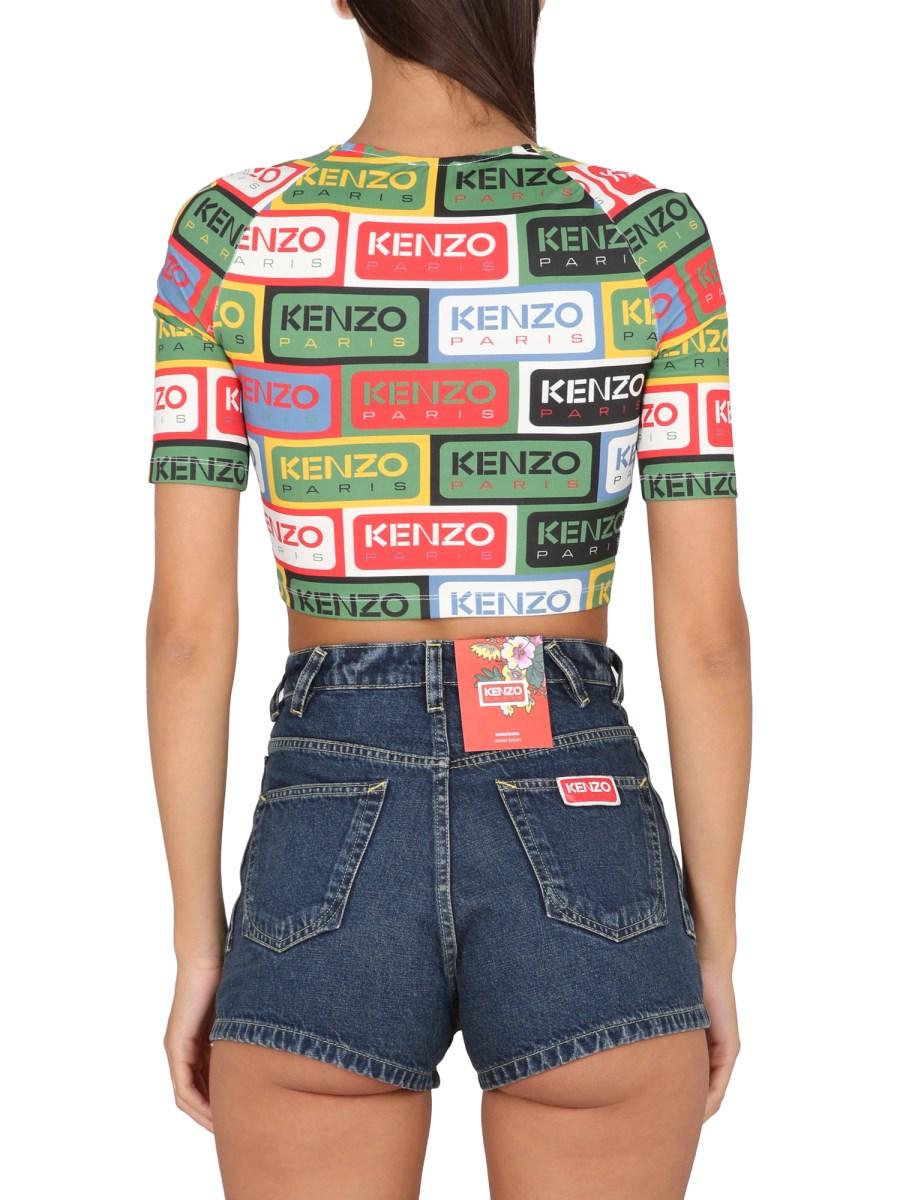 KENZO TOP CORTO CON STAMPA KENZO LABELS