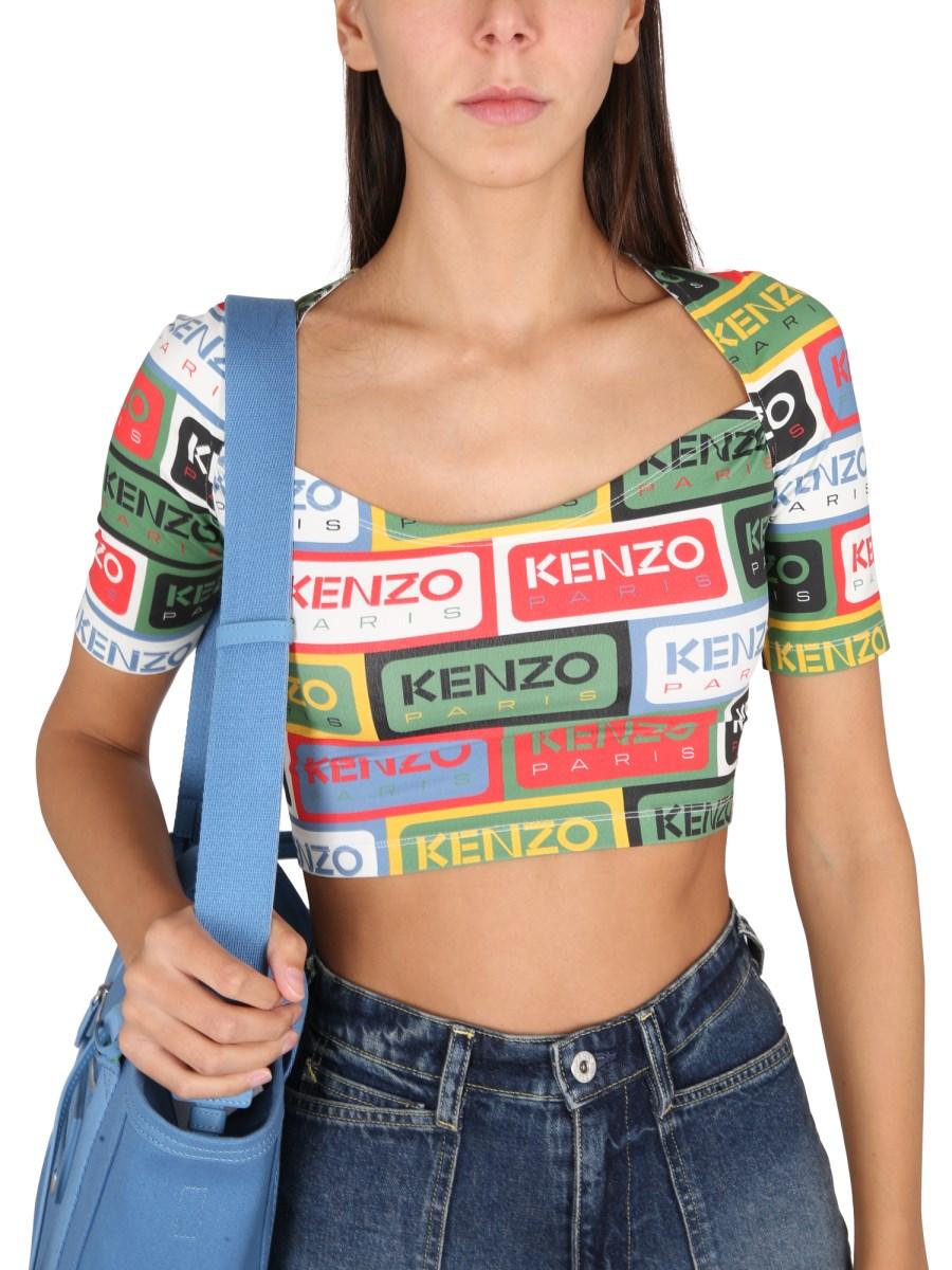 KENZO TOP CORTO CON STAMPA KENZO LABELS
