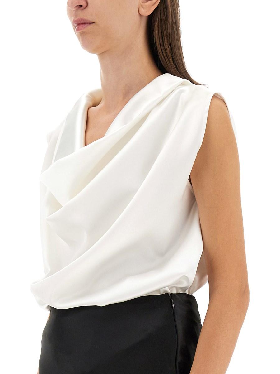 KITON CAMICIA CON COLLO SCESO IN SATIN