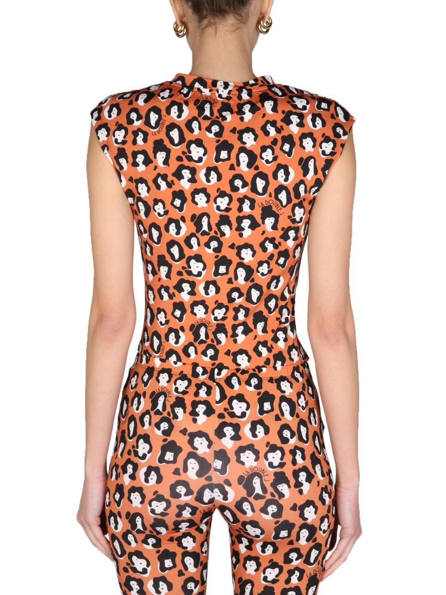 LA DOUBLEJ T-SHIRT "LADY LEOPARD" IN NYLON