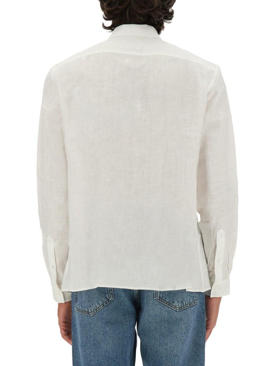 LACOSTE CAMICIA IN LINO CON LOGO