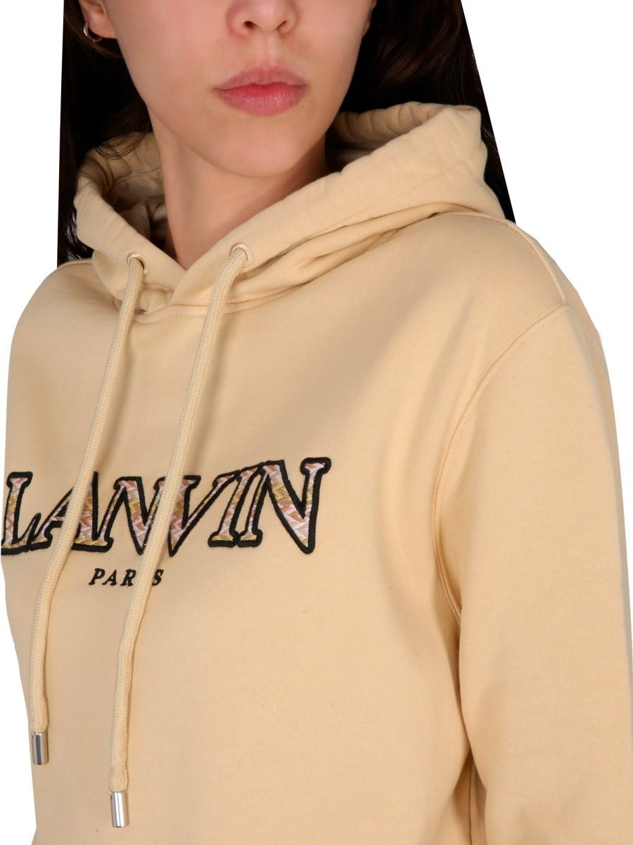 LANVIN FELPA IN COTONE CON CAPPUCCIO E RICAMO LOGO