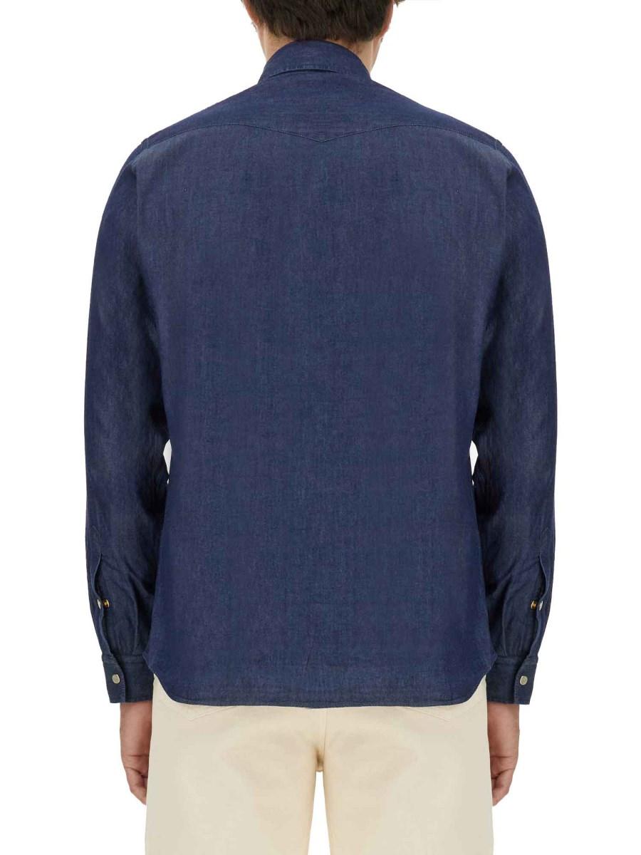 LARDINI CAMICIA REGULAR FIT IN DENIM DI COTONE