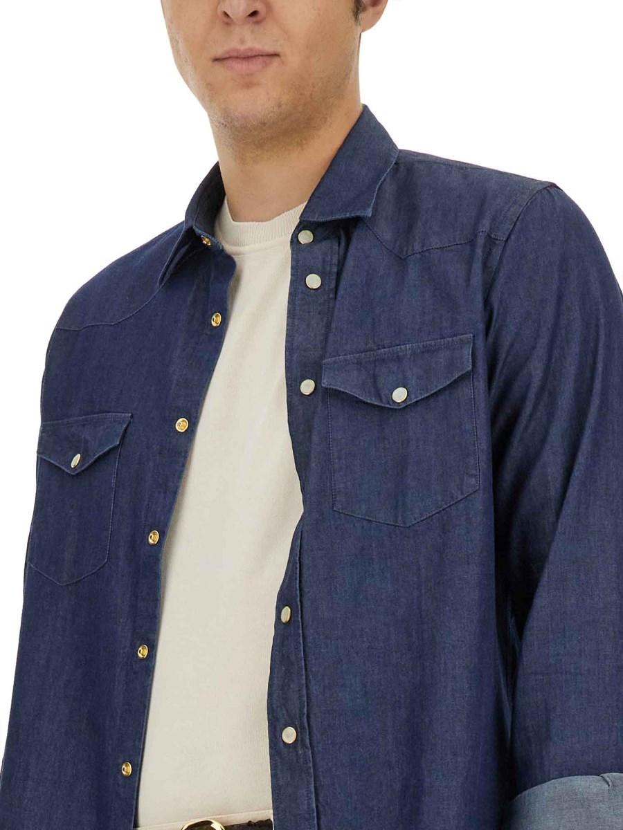 LARDINI CAMICIA REGULAR FIT IN DENIM DI COTONE