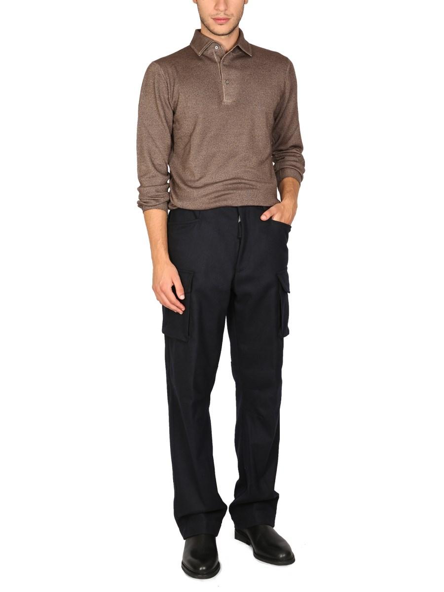 LARDINI PANTALONE CARGO IN FLANELLA CARDATA