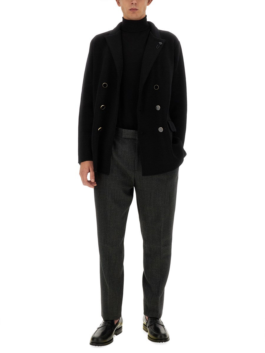 LARDINI PEACOAT DOPPIOPETTO IN LANA