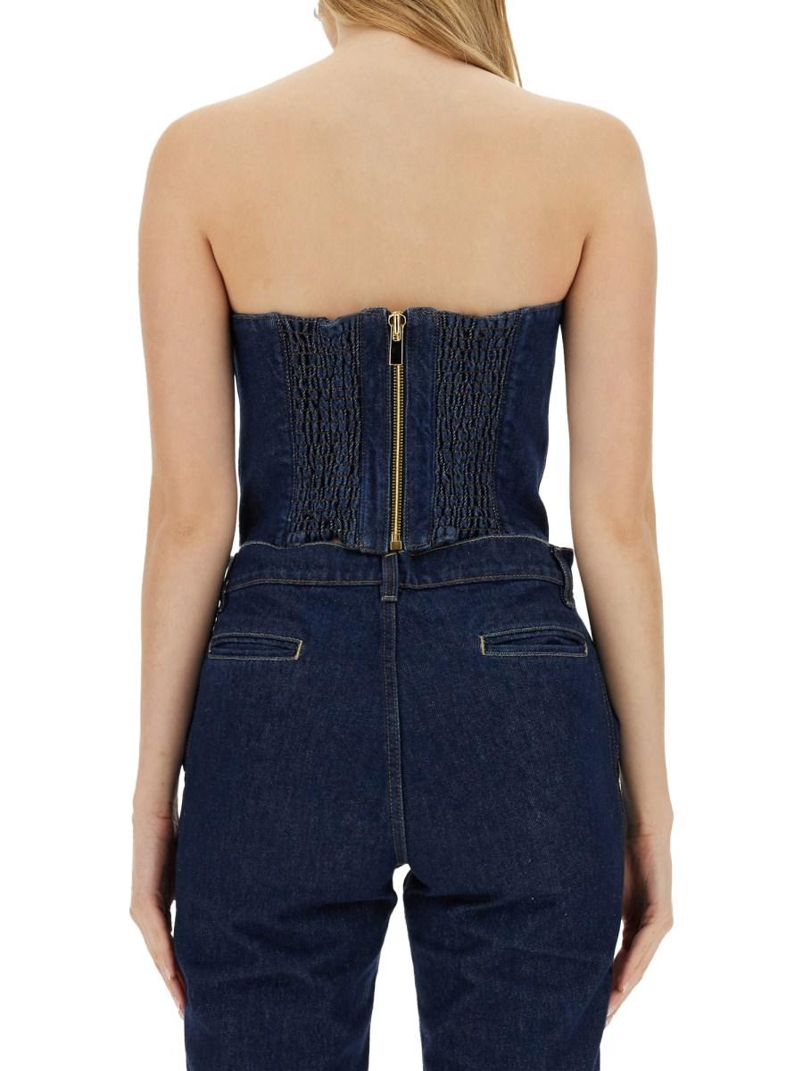 MAGDA BUTRYM TOP A CORSETTO IN DENIM DI COTONE