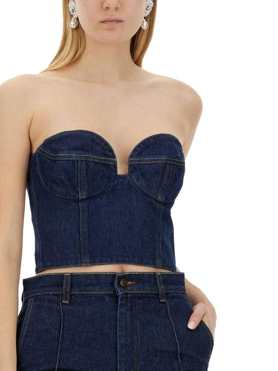 MAGDA BUTRYM TOP A CORSETTO IN DENIM DI COTONE
