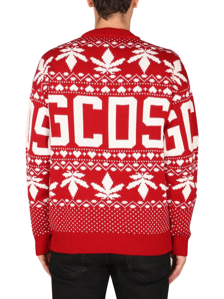 GCDS MAGLIA CHRISTMAS IN MISTO LANA CON INTARSIO LOGO
