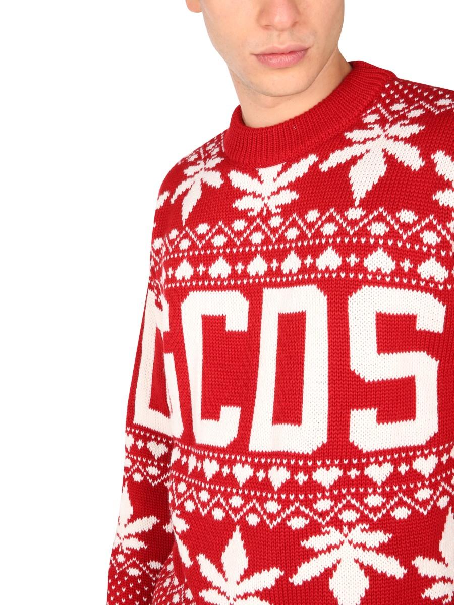 GCDS MAGLIA CHRISTMAS IN MISTO LANA CON INTARSIO LOGO