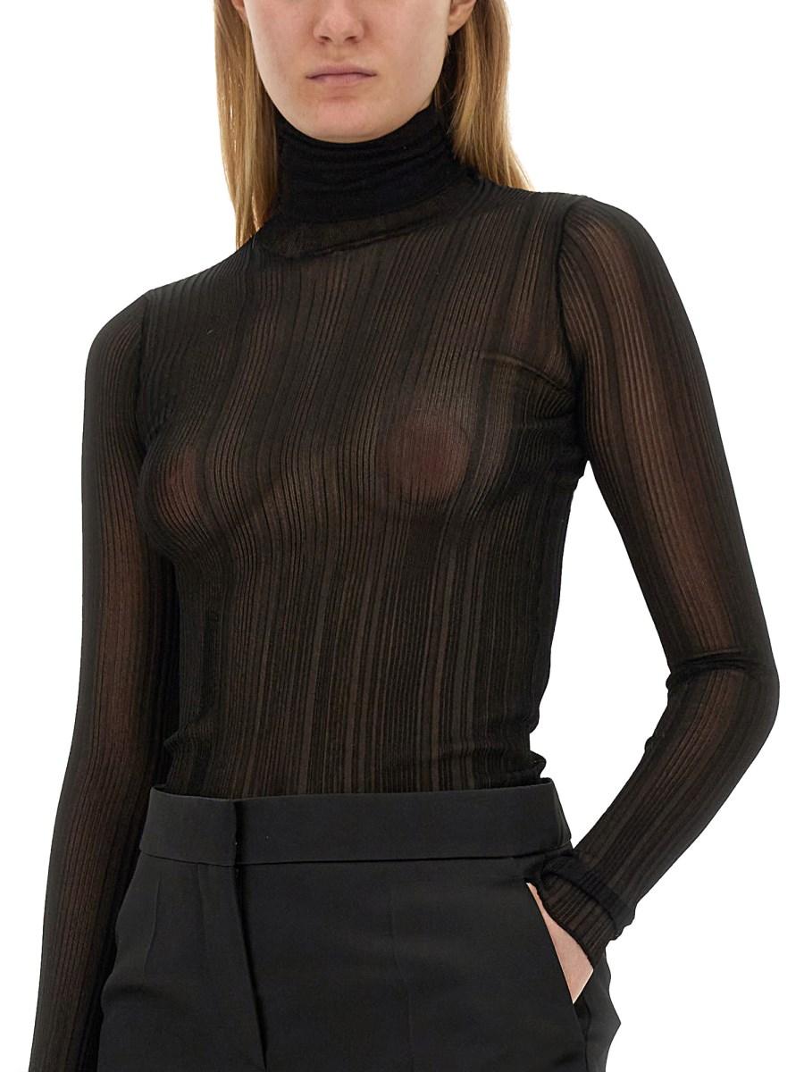 GIVENCHY MAGLIA CON COLLO ALTO IN MAGLIA SEMITRASPARENTE