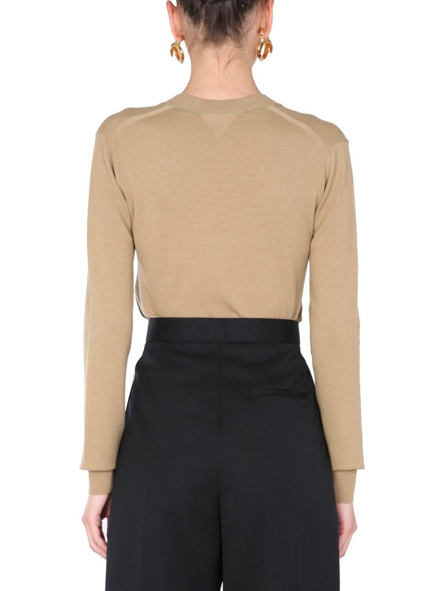 BOTTEGA VENETA MAGLIA CON SCOLLO A V IN LANA STRETCH FINE