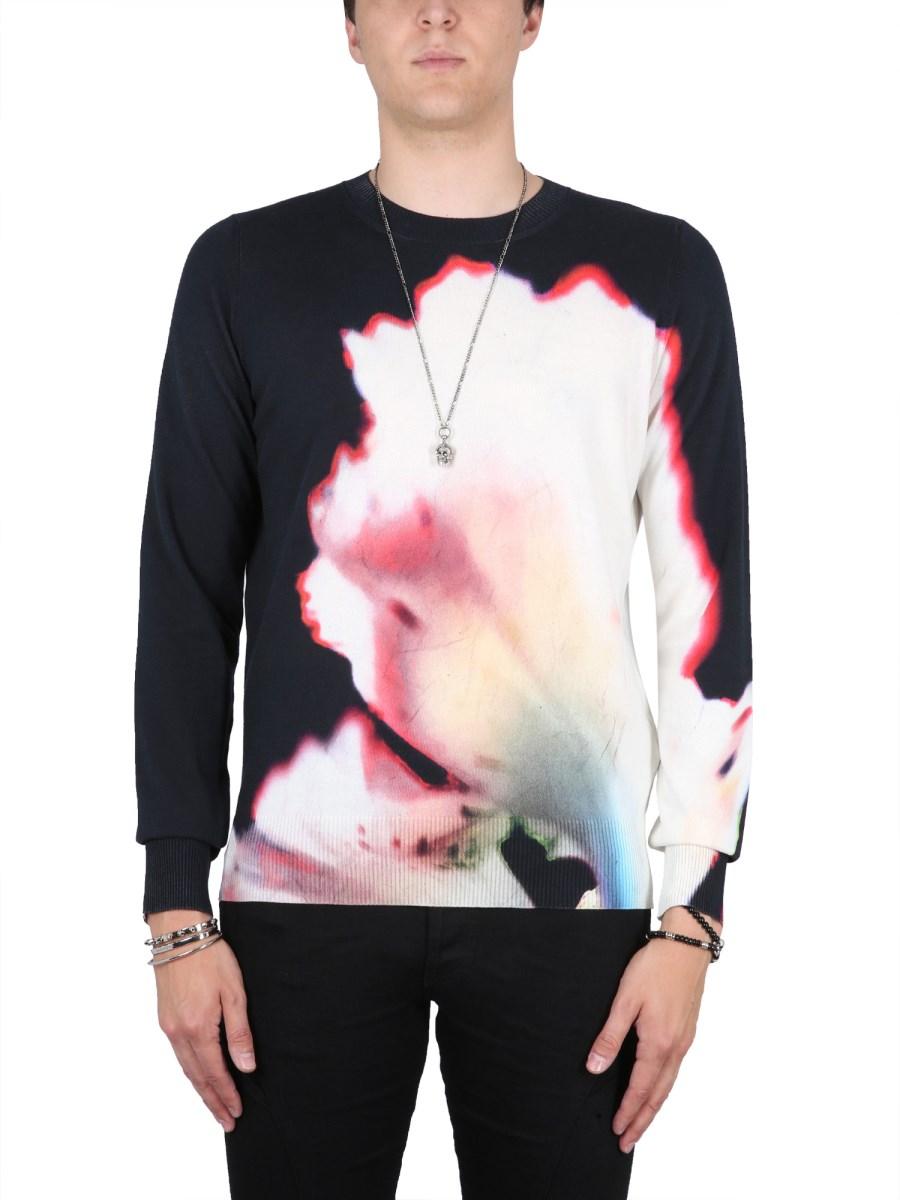 ALEXANDER McQUEEN MAGLIA CON STAMPA SOLARISED FLOWER