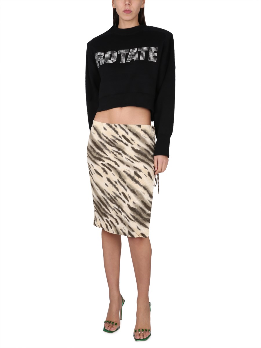 ROTATE BIRGER CHRISTENSEN MAGLIA CROPPED CON LOGO IN STRASS