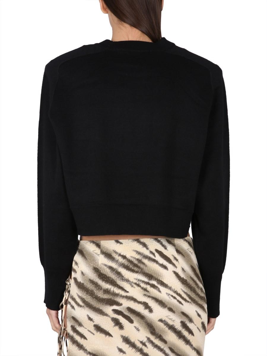 ROTATE BIRGER CHRISTENSEN MAGLIA CROPPED CON LOGO IN STRASS