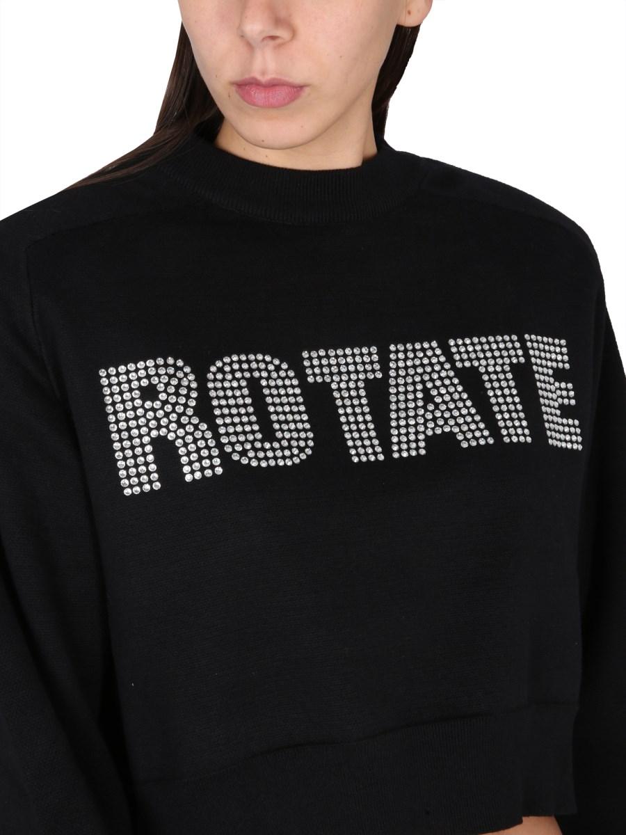 ROTATE BIRGER CHRISTENSEN MAGLIA CROPPED CON LOGO IN STRASS