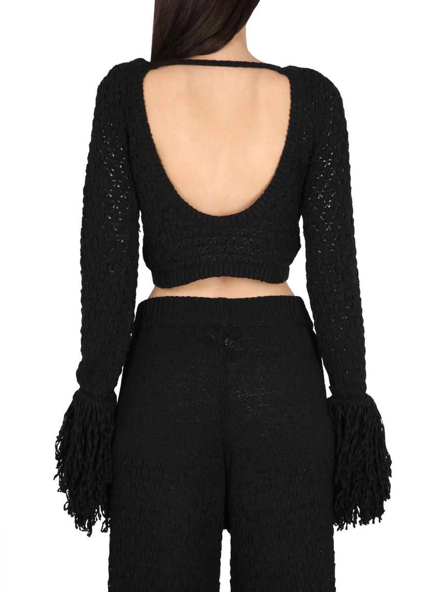 ROTATE BIRGER CHRISTENSEN MAGLIA CROPPED STRUTTURATA
