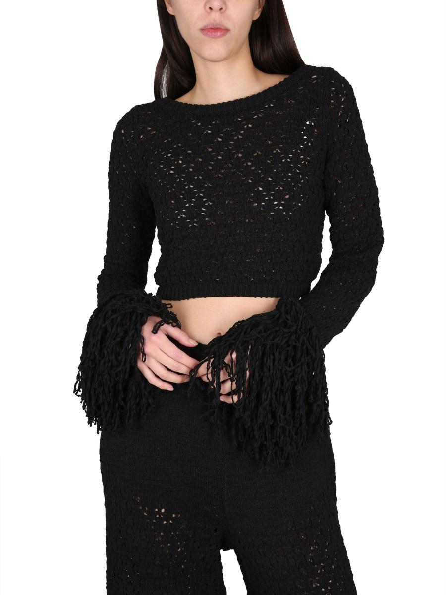 ROTATE BIRGER CHRISTENSEN MAGLIA CROPPED STRUTTURATA