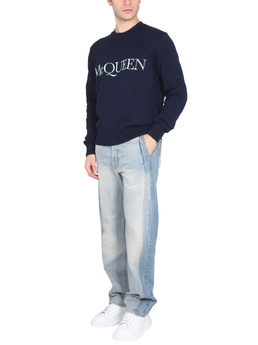 ALEXANDER McQUEEN MAGLIA GIROCOLLO CON RICAMO LOGO IN COTONE