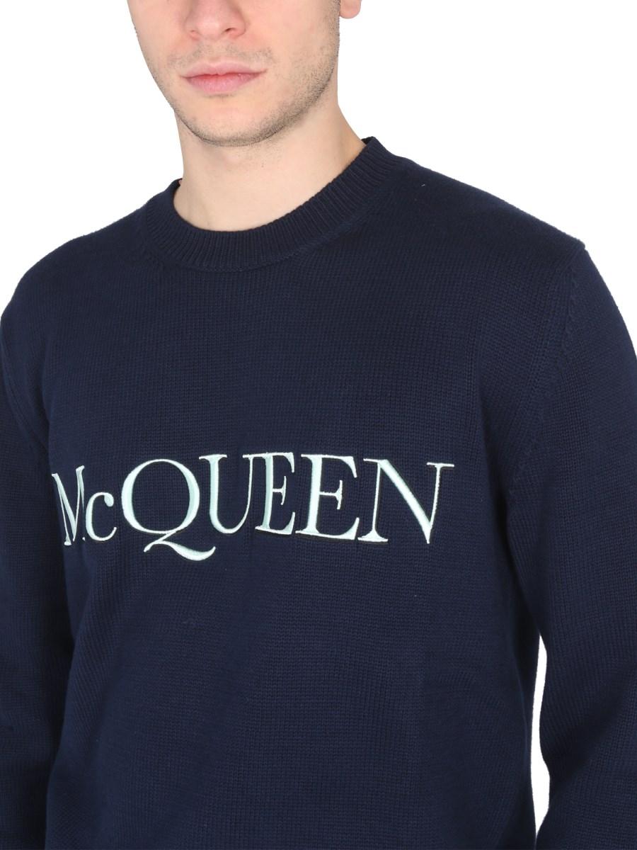 ALEXANDER McQUEEN MAGLIA GIROCOLLO CON RICAMO LOGO IN COTONE