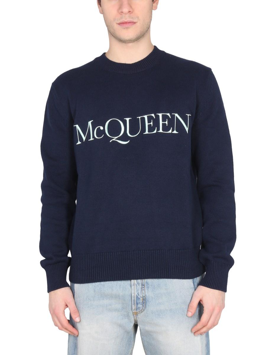 ALEXANDER McQUEEN MAGLIA GIROCOLLO CON RICAMO LOGO IN COTONE