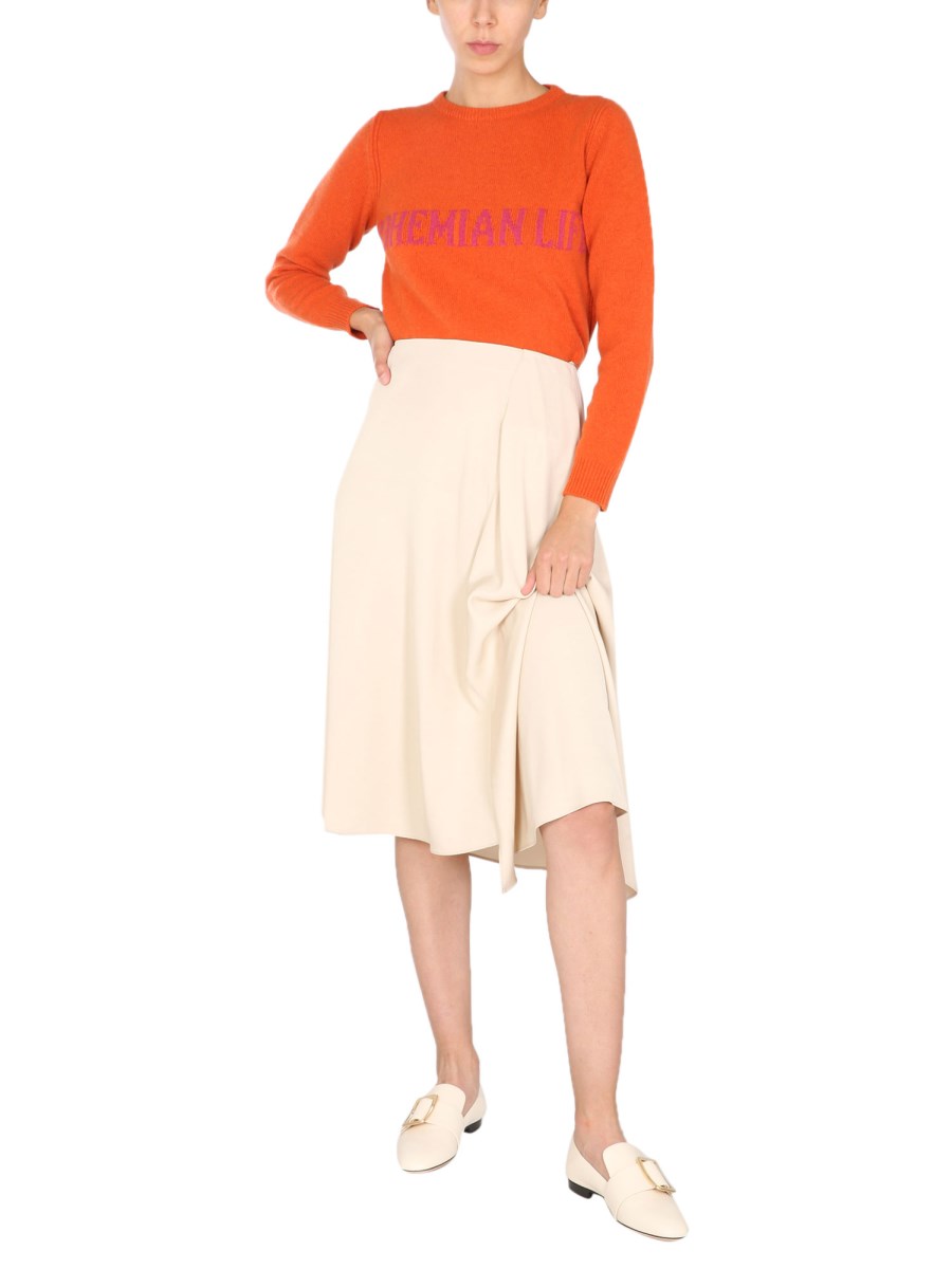 ALBERTA FERRETTI MAGLIA GIROCOLLO IN ECO CASHMERE E INTARSIO "BOHEMIAN LIFE"