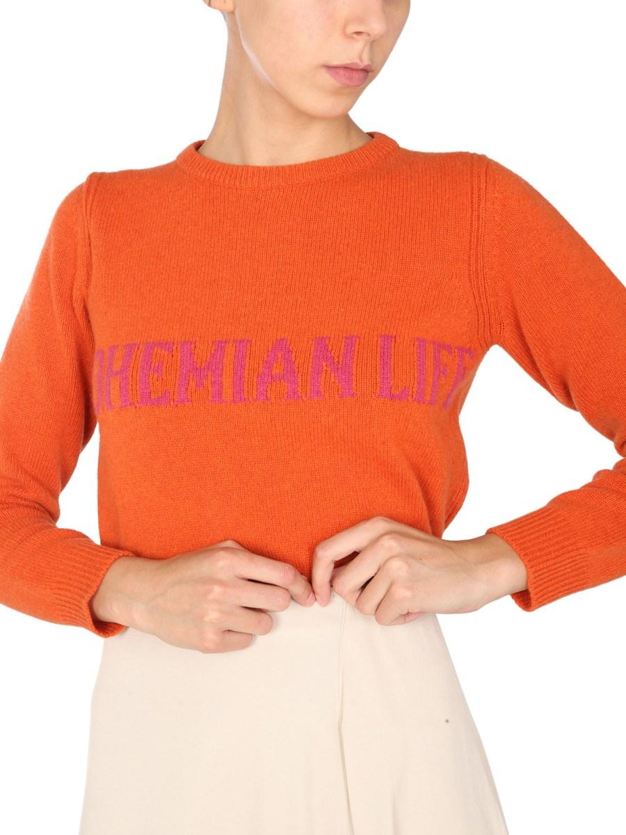 ALBERTA FERRETTI MAGLIA GIROCOLLO IN ECO CASHMERE E INTARSIO "BOHEMIAN LIFE"