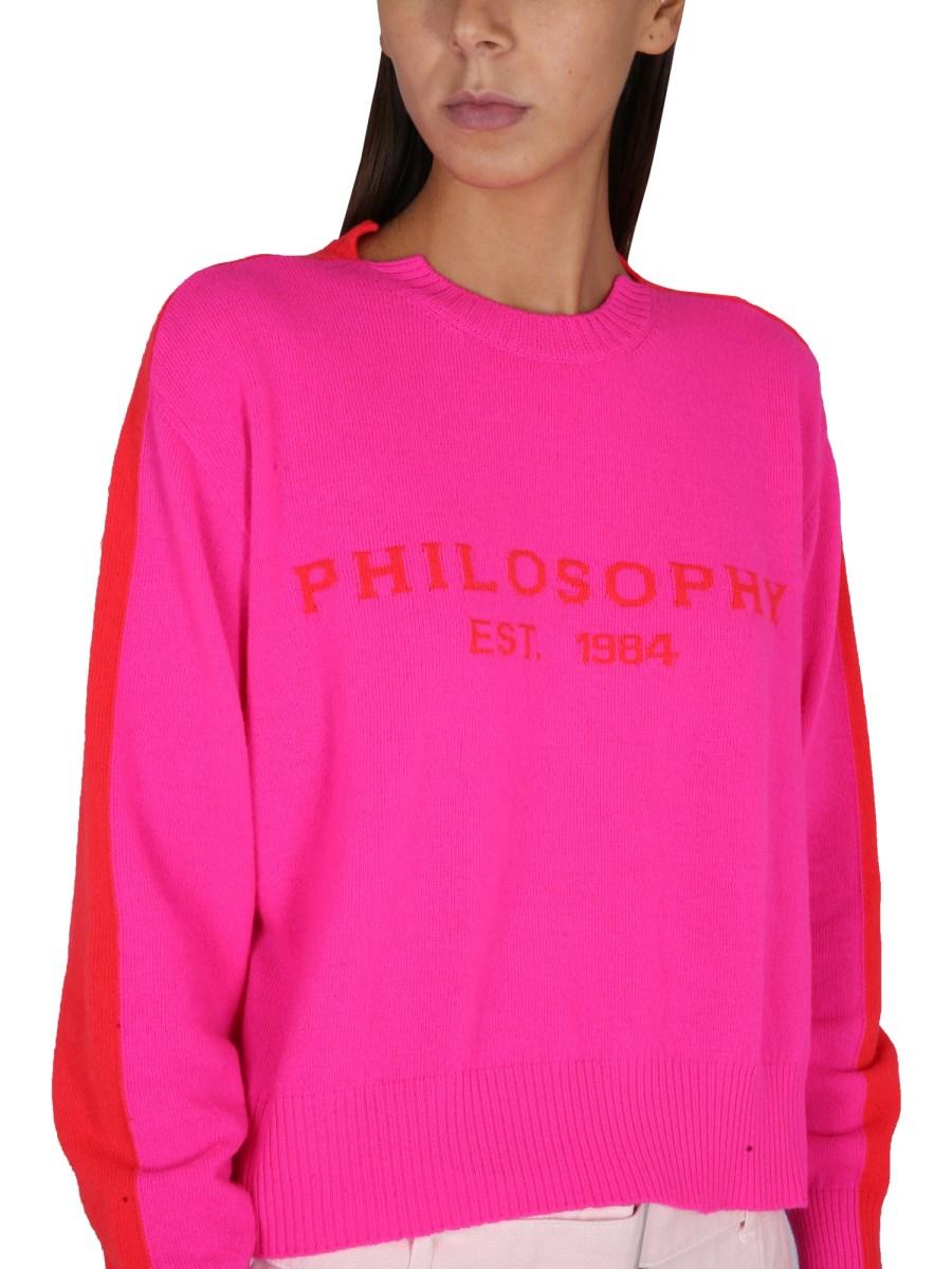 PHILOSOPHY DI LORENZO SERAFINI MAGLIA GIROCOLLO IN LANA CON RICAMO LOGO