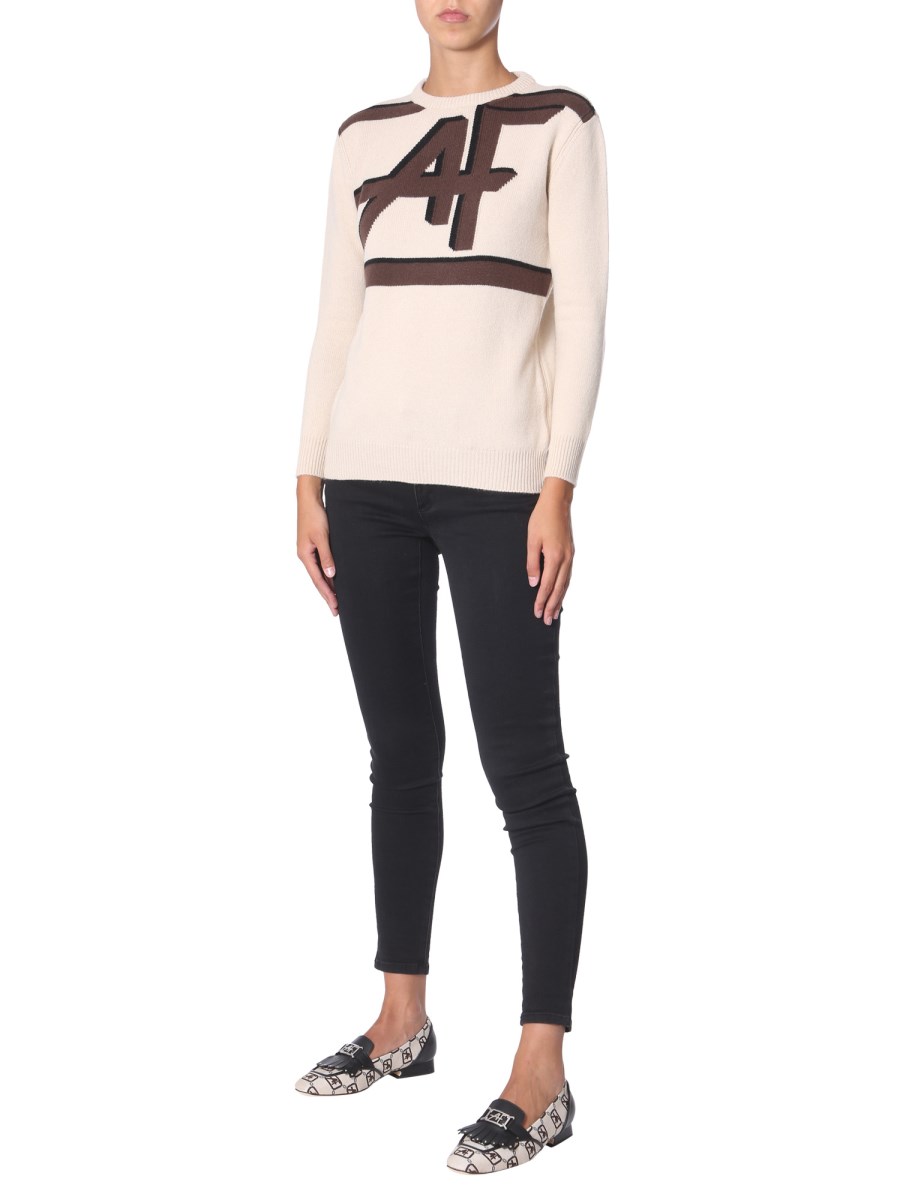 ALBERTA FERRETTI MAGLIA GIROCOLLO IN LANA E CASHMERE CON LOGO