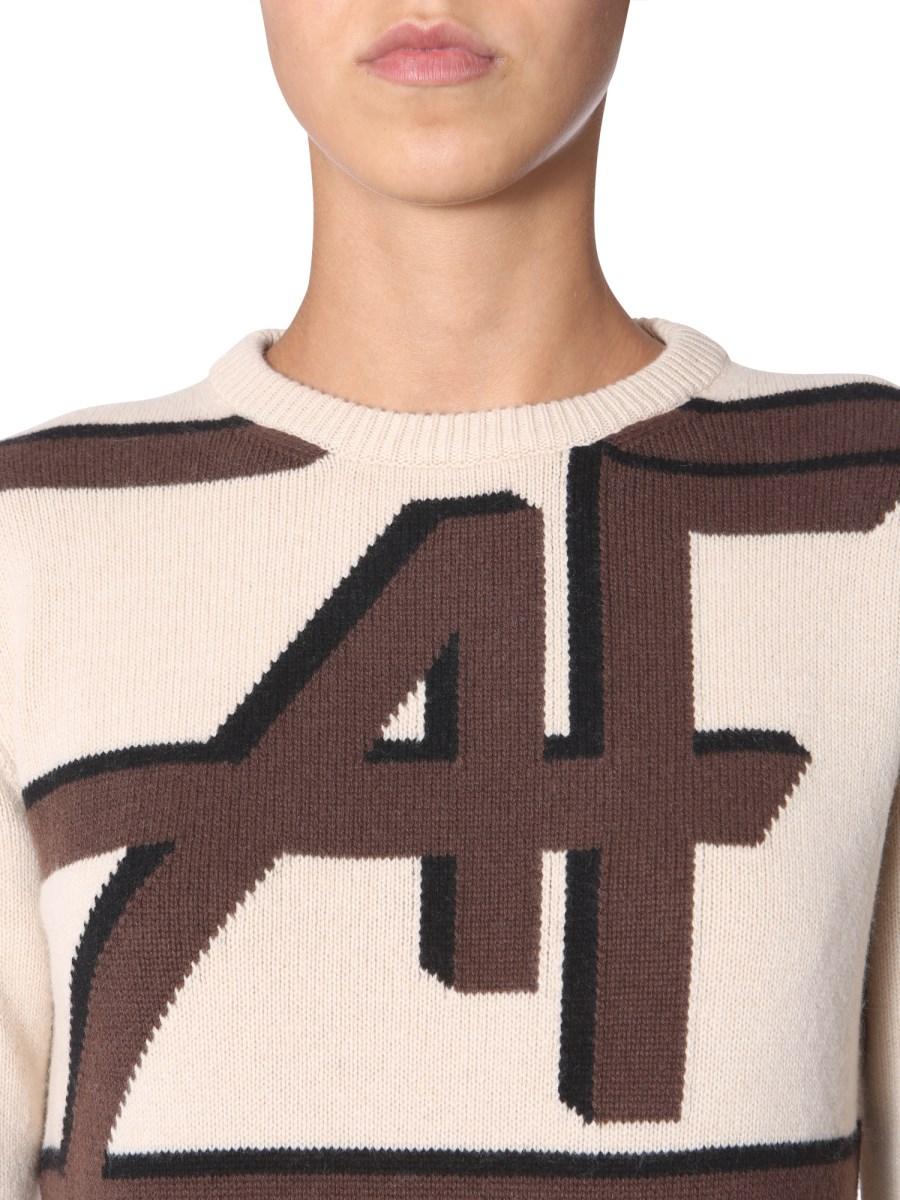 ALBERTA FERRETTI MAGLIA GIROCOLLO IN LANA E CASHMERE CON LOGO