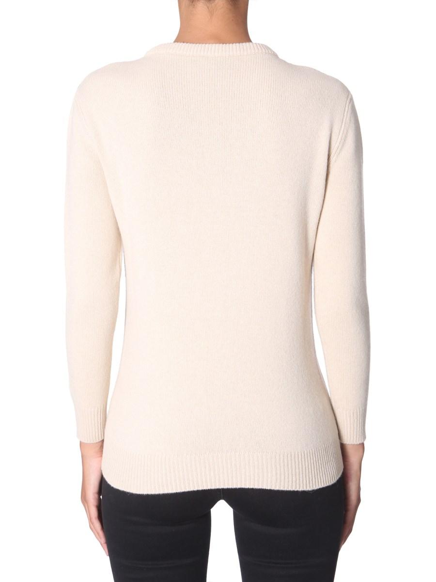 ALBERTA FERRETTI MAGLIA GIROCOLLO IN LANA E CASHMERE CON LOGO