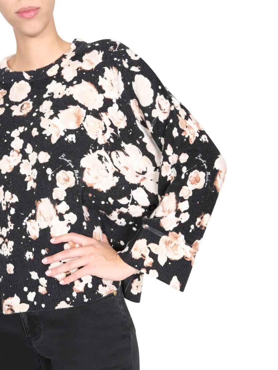 BOUTIQUE MOSCHINO MAGLIA GIROCOLLO IN MISTO LANA E CASHMERE CON MOTIVO FLOREALE