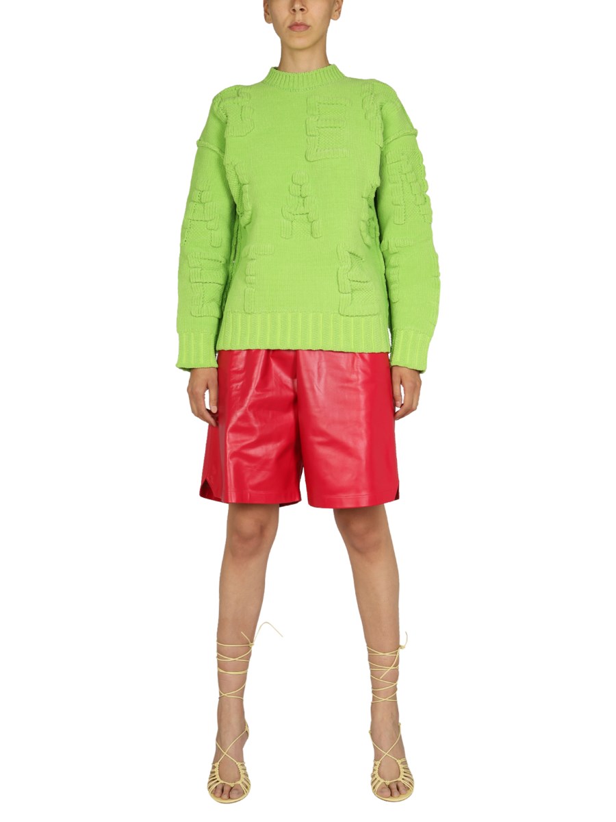 BOTTEGA VENETA MAGLIA IN CINIGLIA CON LOGO GOFFRATO