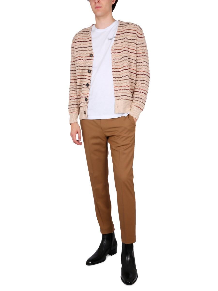 BALLANTYNE MAGLIA IN COTONE CON MOTIVO RIGA CON SCOLLO A V