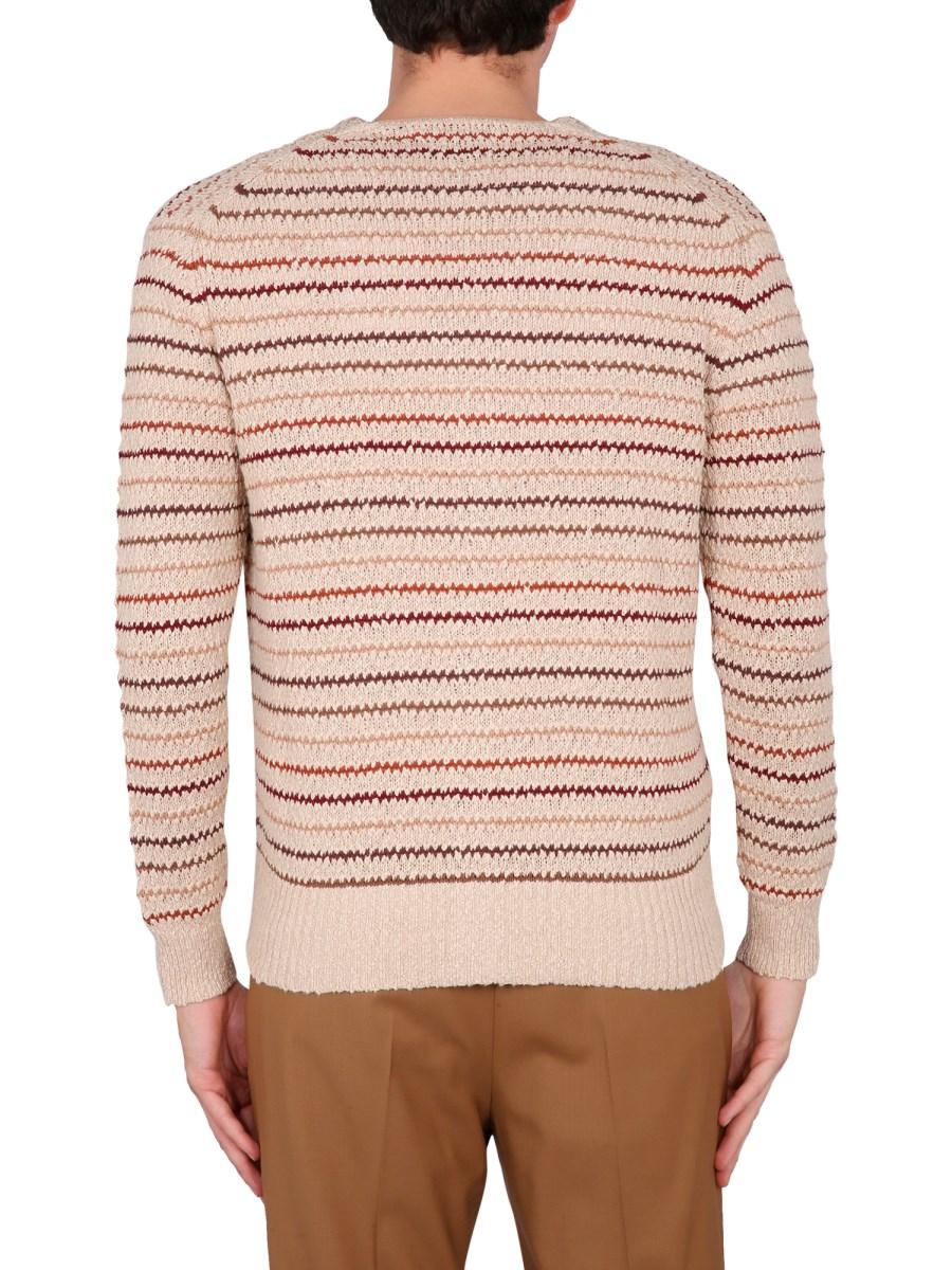 BALLANTYNE MAGLIA IN COTONE CON MOTIVO RIGA CON SCOLLO A V