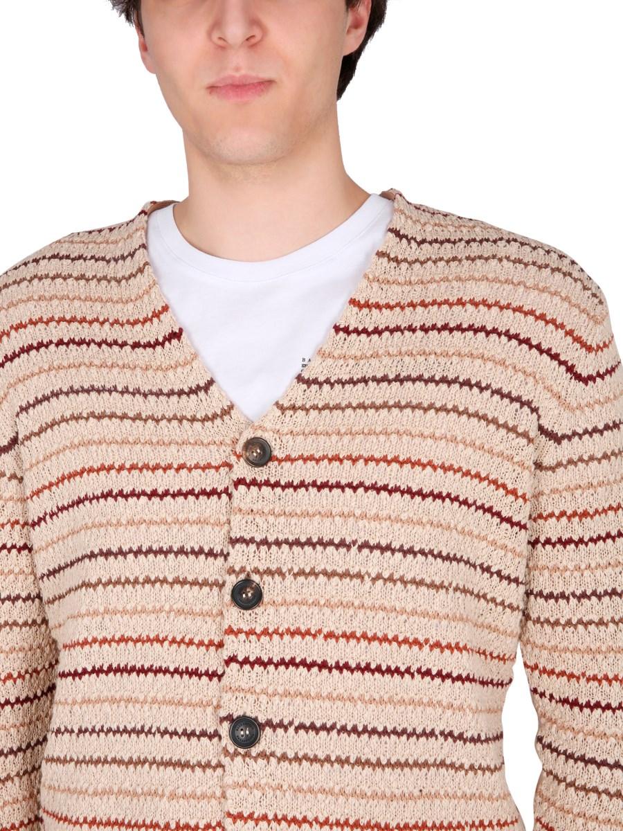 BALLANTYNE MAGLIA IN COTONE CON MOTIVO RIGA CON SCOLLO A V
