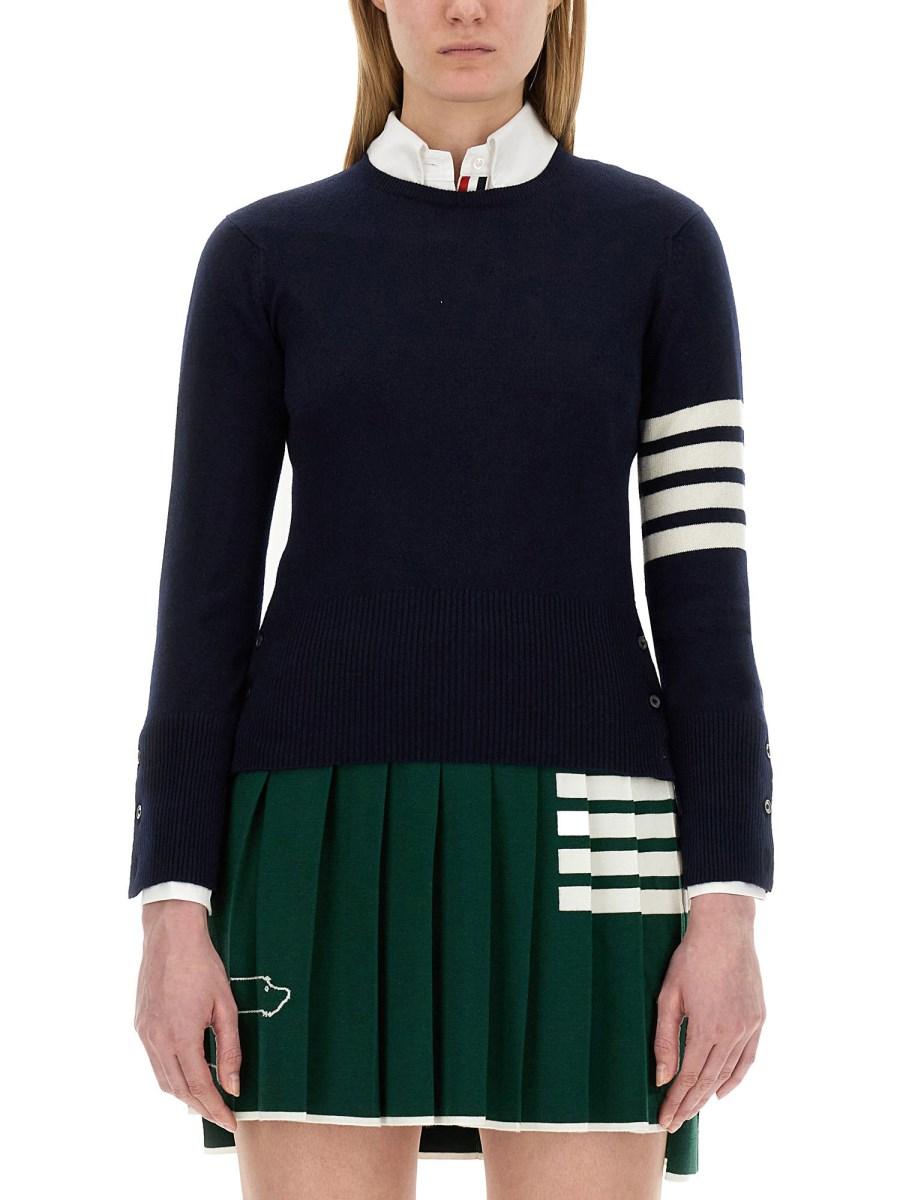 THOM BROWNE MAGLIA IN COTONE PUNTO MILANO CON 4 BAR