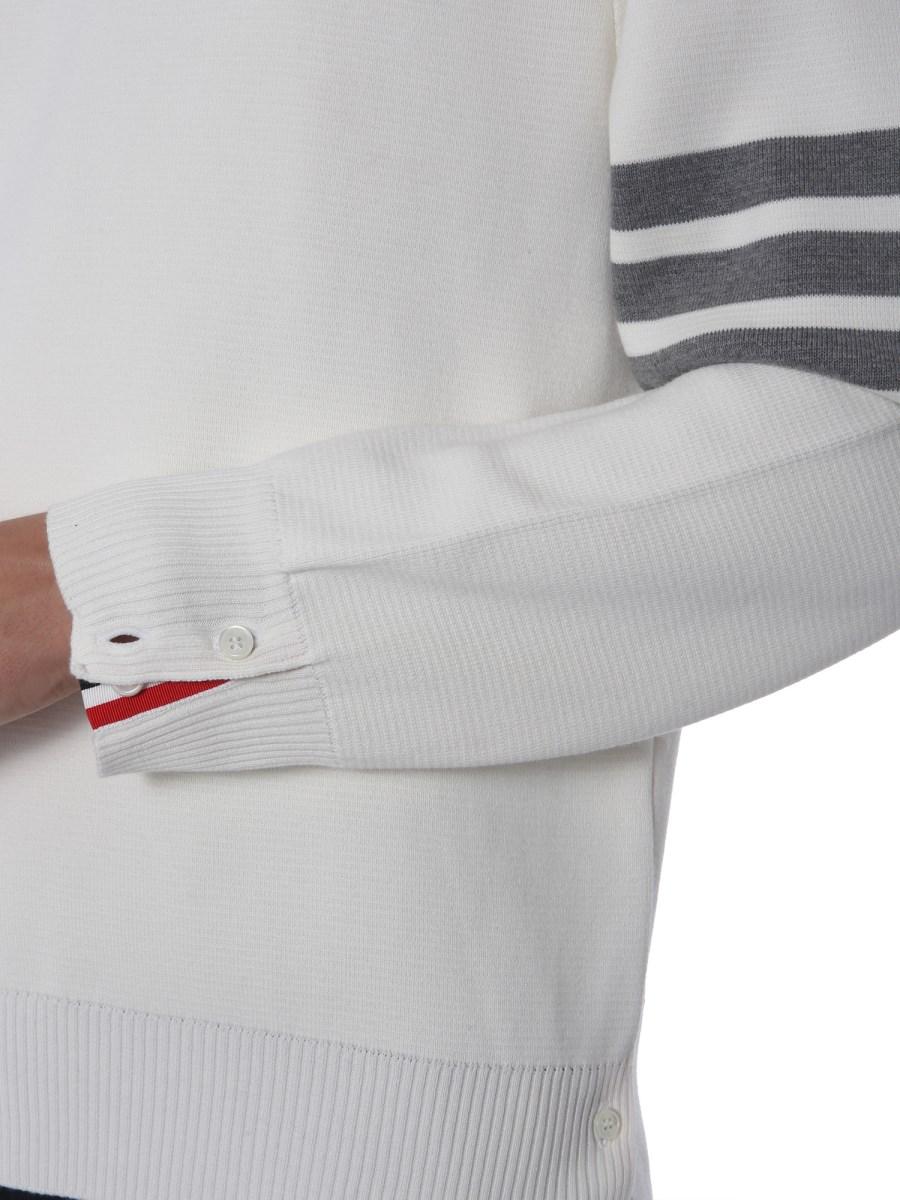THOM BROWNE MAGLIA IN COTONE PUNTO MILANO CON DETTAGLIO RIGHE