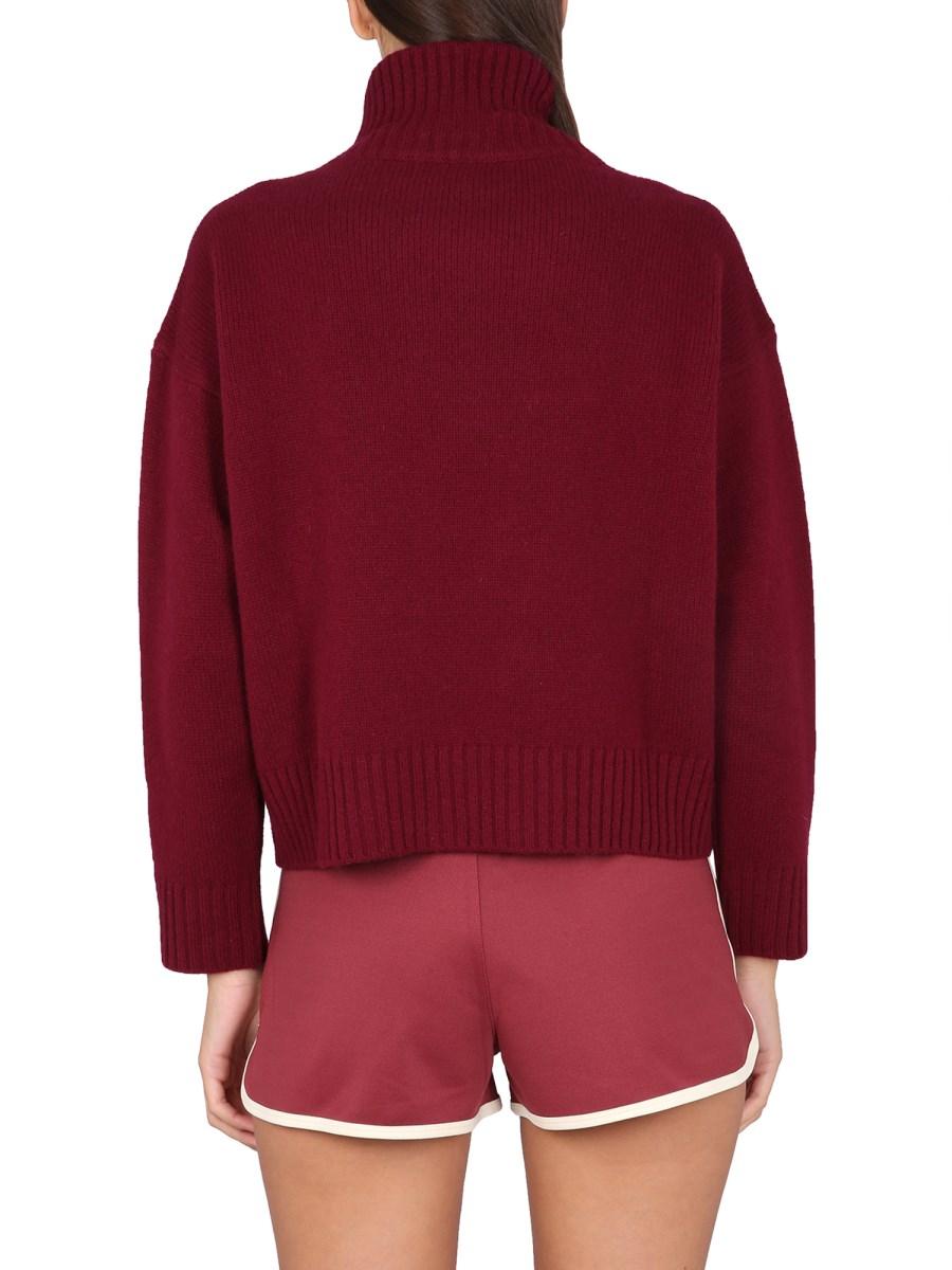 SPORTY&RICH MAGLIA IN LANA CON COLLO ALTO E RICAMO LOGO