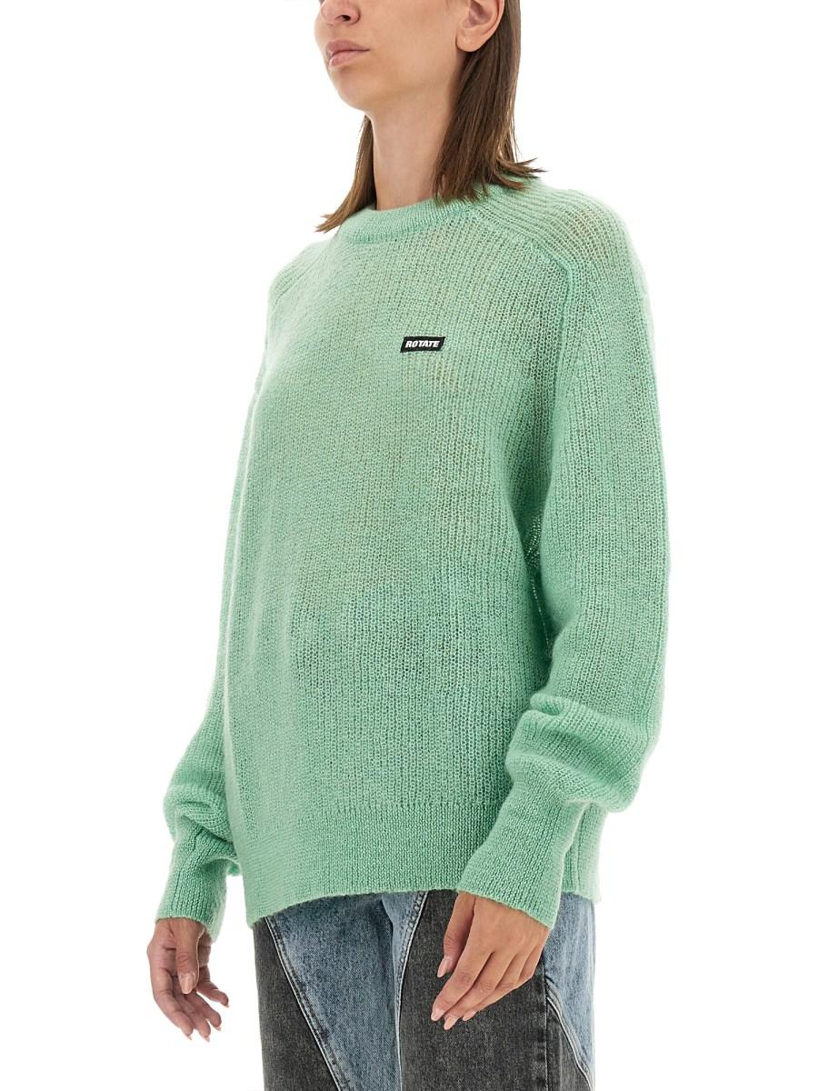 ROTATE BIRGER CHRISTENSEN MAGLIA TRAFORATA CON LOGO IN MISTO LANA