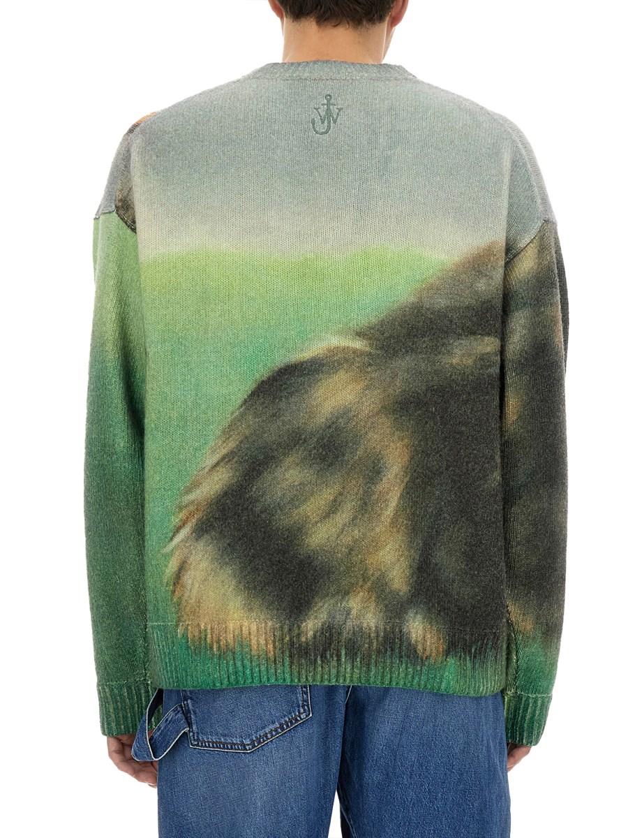 JW ANDERSON MAGLIONE CON STAMPA ASTRATTA IN LANA MERINO