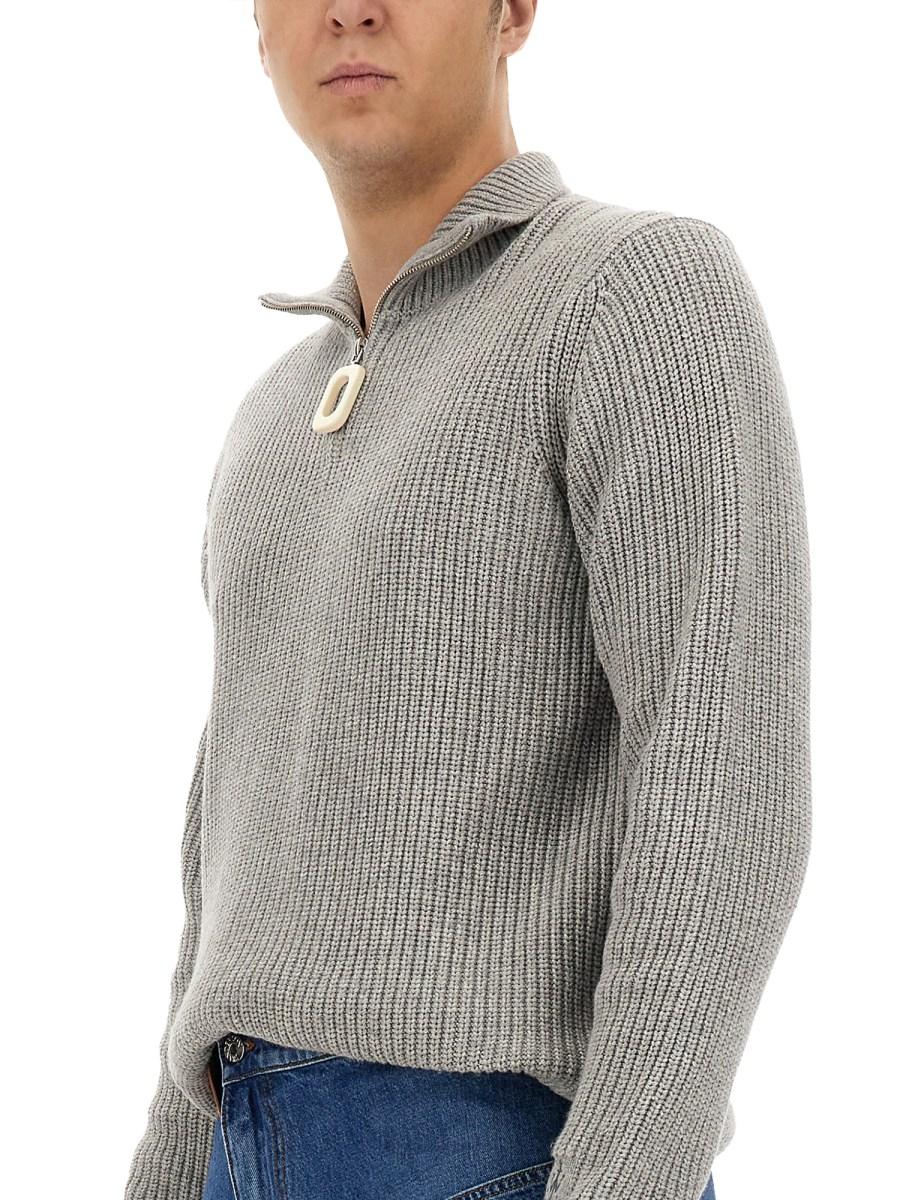JW ANDERSON MAGLIONE CON ZIP PARZIALE IN MISTO LANA